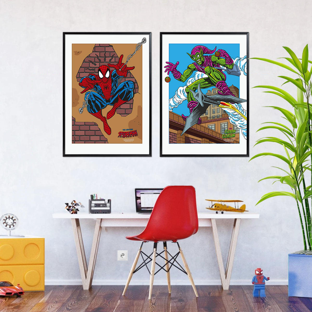 Poster Spiderman vs Goblin in Raumansicht