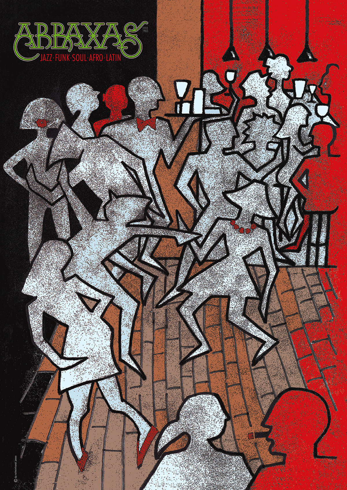 Plakat Abraxas, tanzende Menge im Club