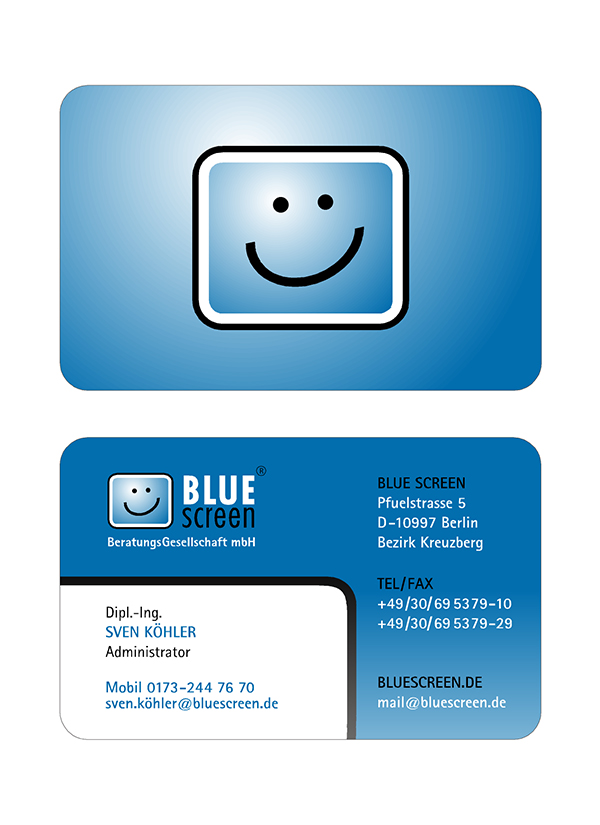 Visitenkarten  Blue Screen
