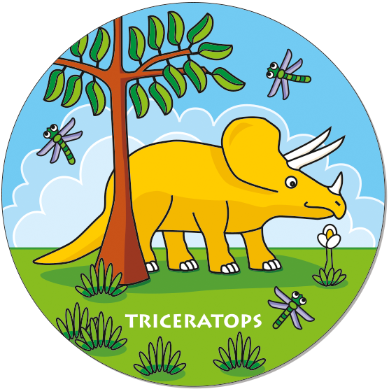 Runde Legekarte Triceratops