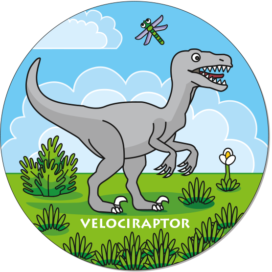 Runde Legekarte Velociraptor