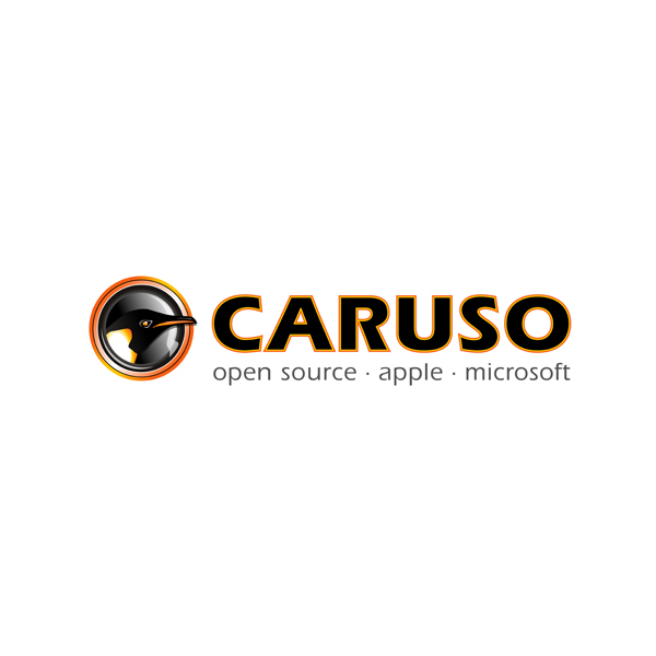 Logo Caruso - In einem Kreis stehender Ausschnitt eines Kaiserpinguins.