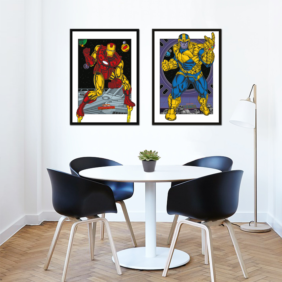 Ironman vs Thanos im Rahmen und Raumansicht