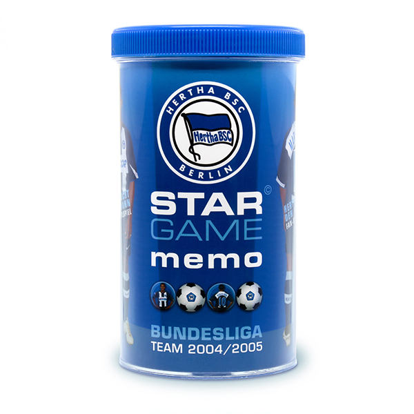 Hertha Memory in blauer Zylinder Dose
