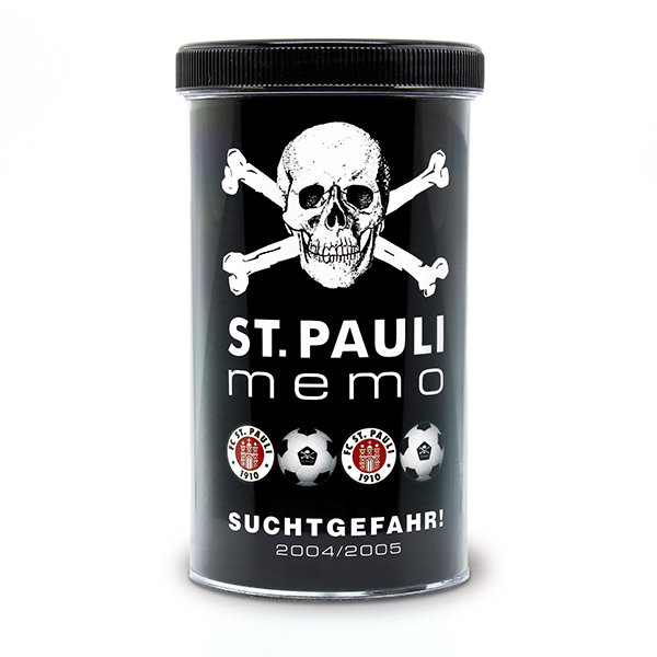 St. Pauli Memory in schwarzer Zylinder Dose