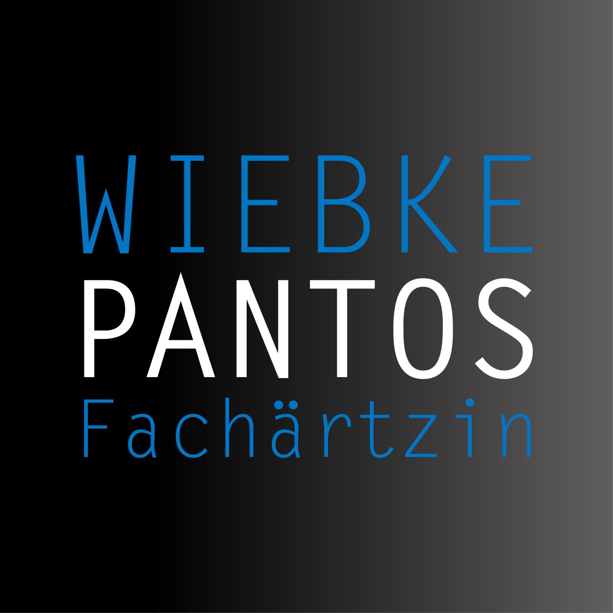 Logo Wiebke Pantos - Wiebke Pantos Fachärztin in weiß und blau auf Grau.