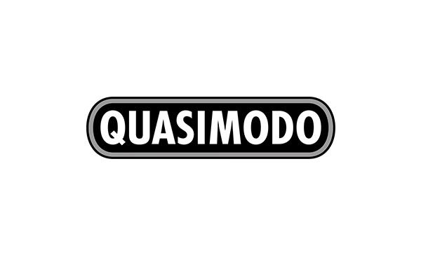 Quasimodo Schriftzug ohne Zusatz wie Berlin und Trompetenspieler Zeichnung Logo