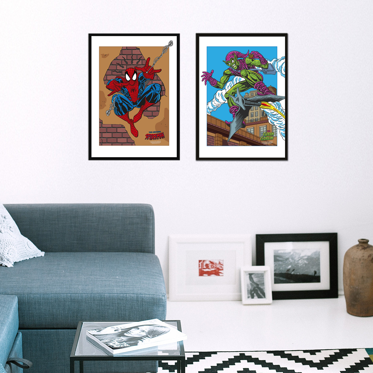 Poster Spiderman vs Goblin in Raumansicht